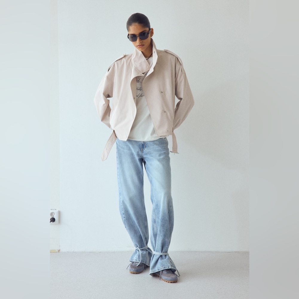 NWT H&M Oversized Jacket With Belt in Light Beige